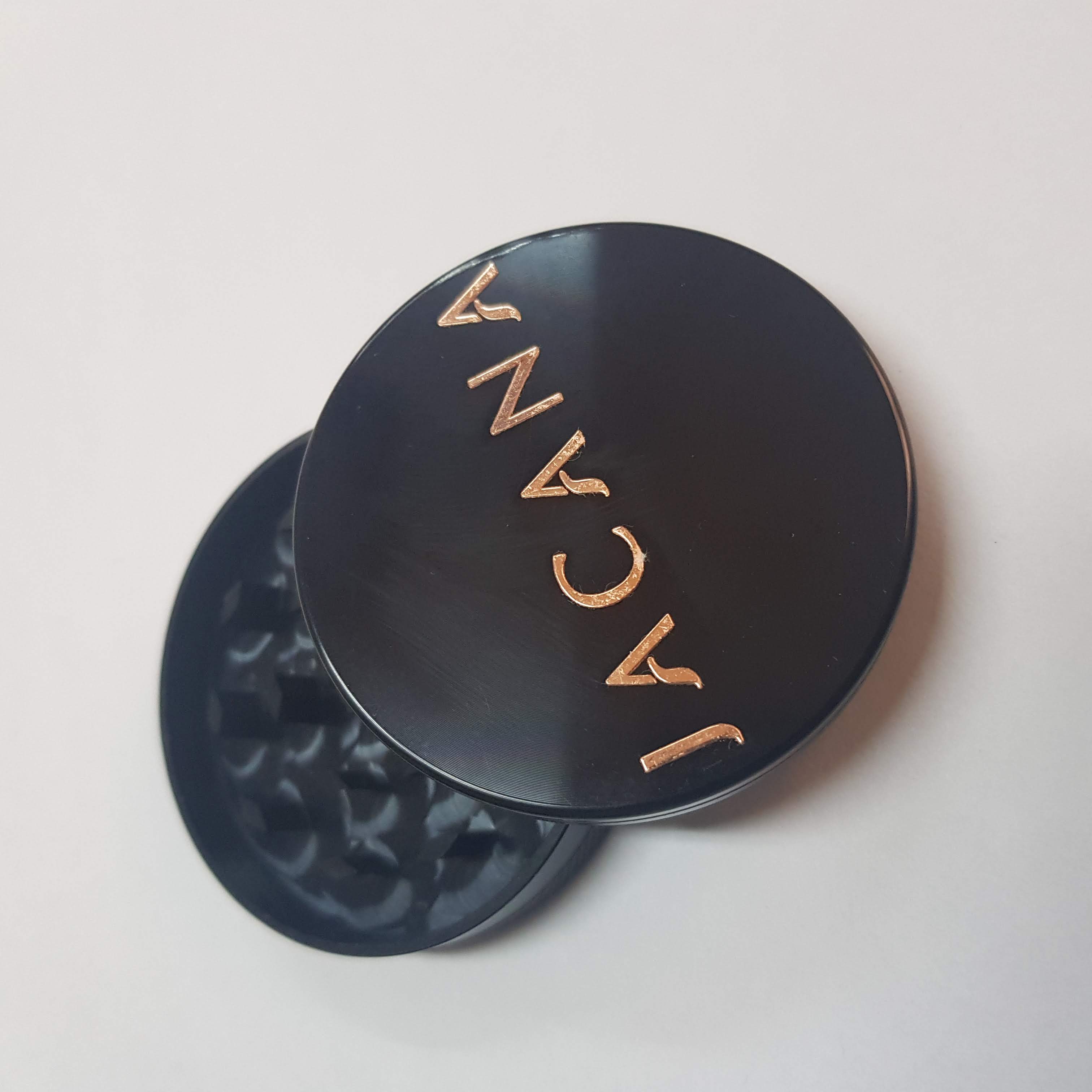 Custom branded grinder machined for Jacana cannabis brand