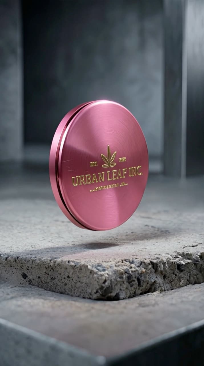 Pink anodized 4-part custom grinder for Urban Leaf Inc.